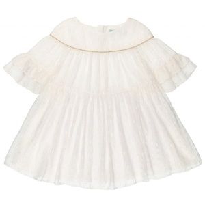 Abel & Lula Girls white & gold tulle dress - size 4